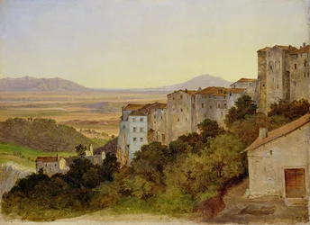 Vista de Olevano, 1821-24 (óleo sobre papel sobre tela)